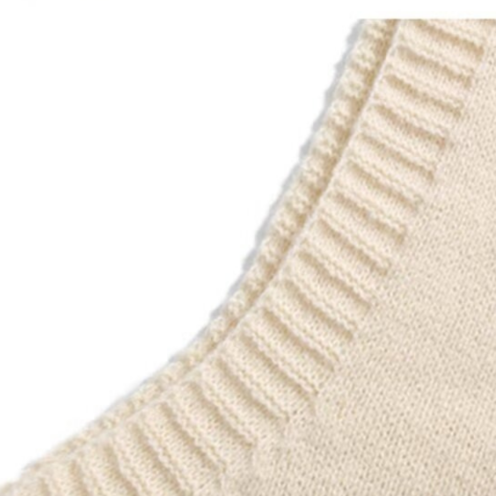 Retro Contrasting V-Neck Knitted Vest