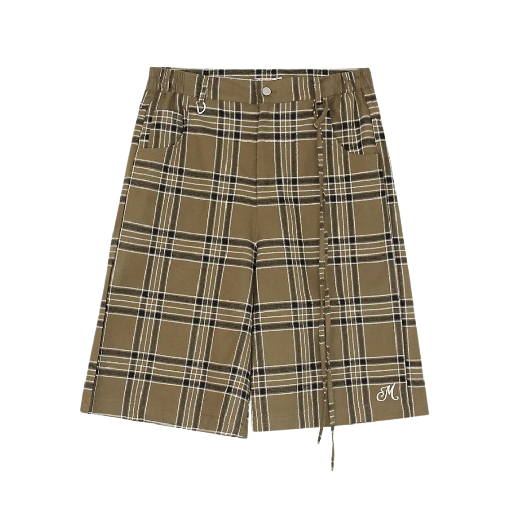 Retro Plaid Straight Shorts