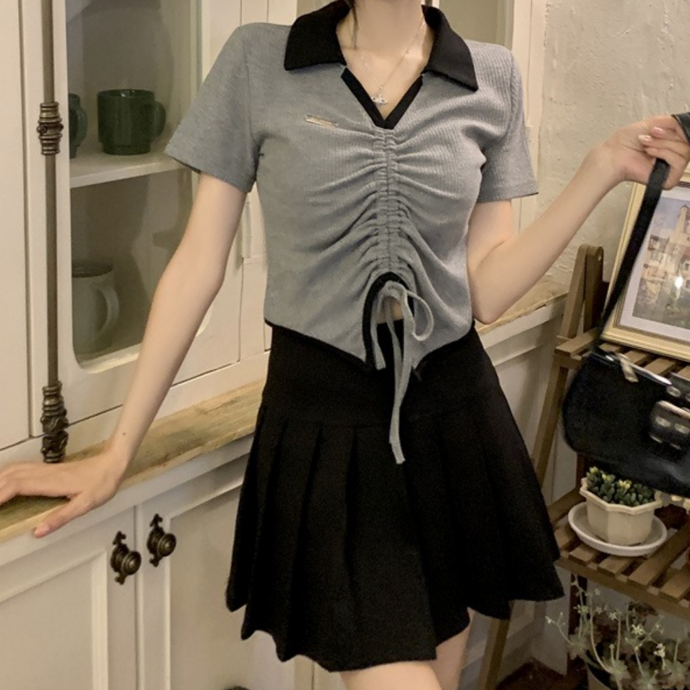 Women's Irregular Drawstring T-shirt