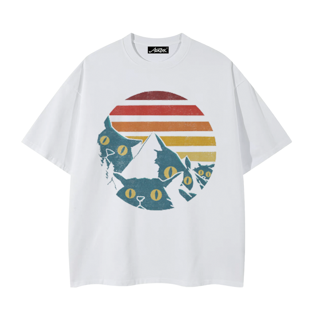 Curious Kitty Print T-shirt