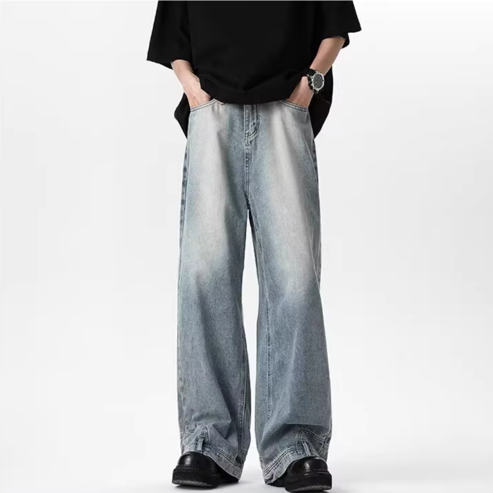 Vintage Washed Reverse-Wear Jeans