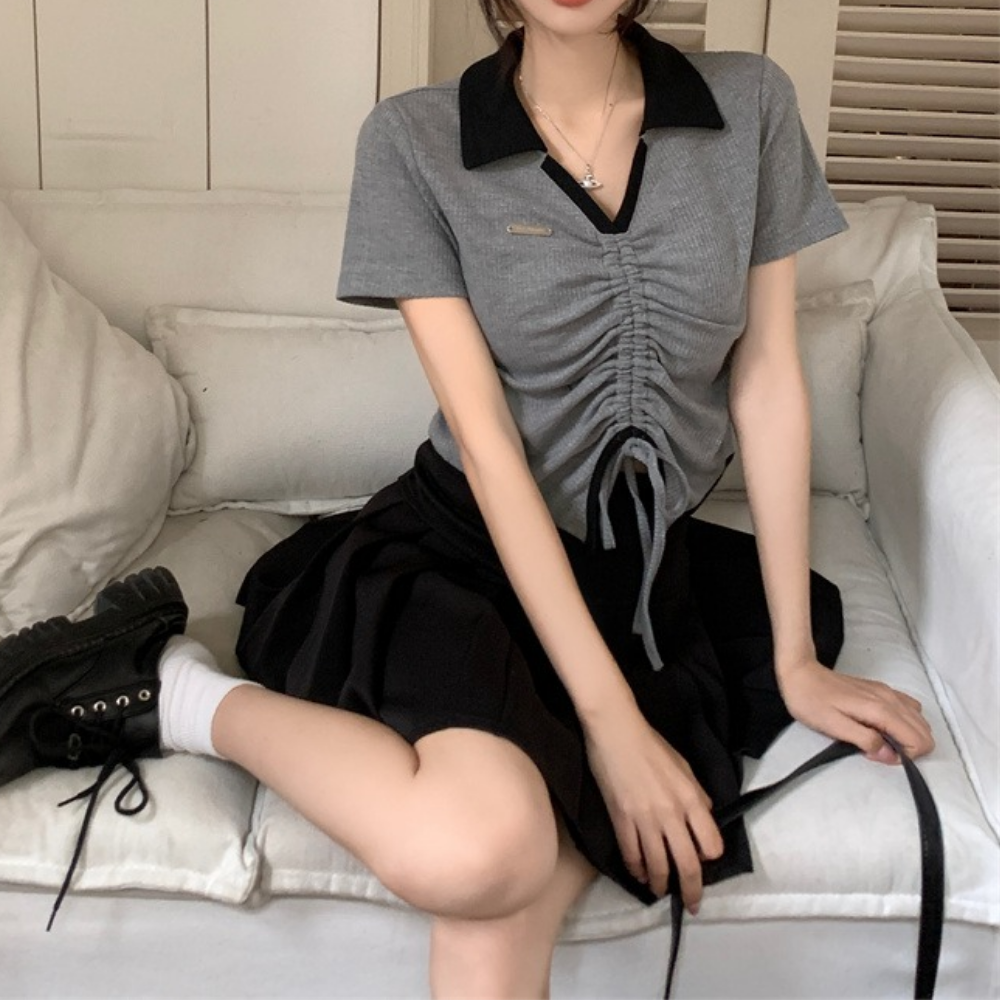 Women's Irregular Drawstring T-shirt