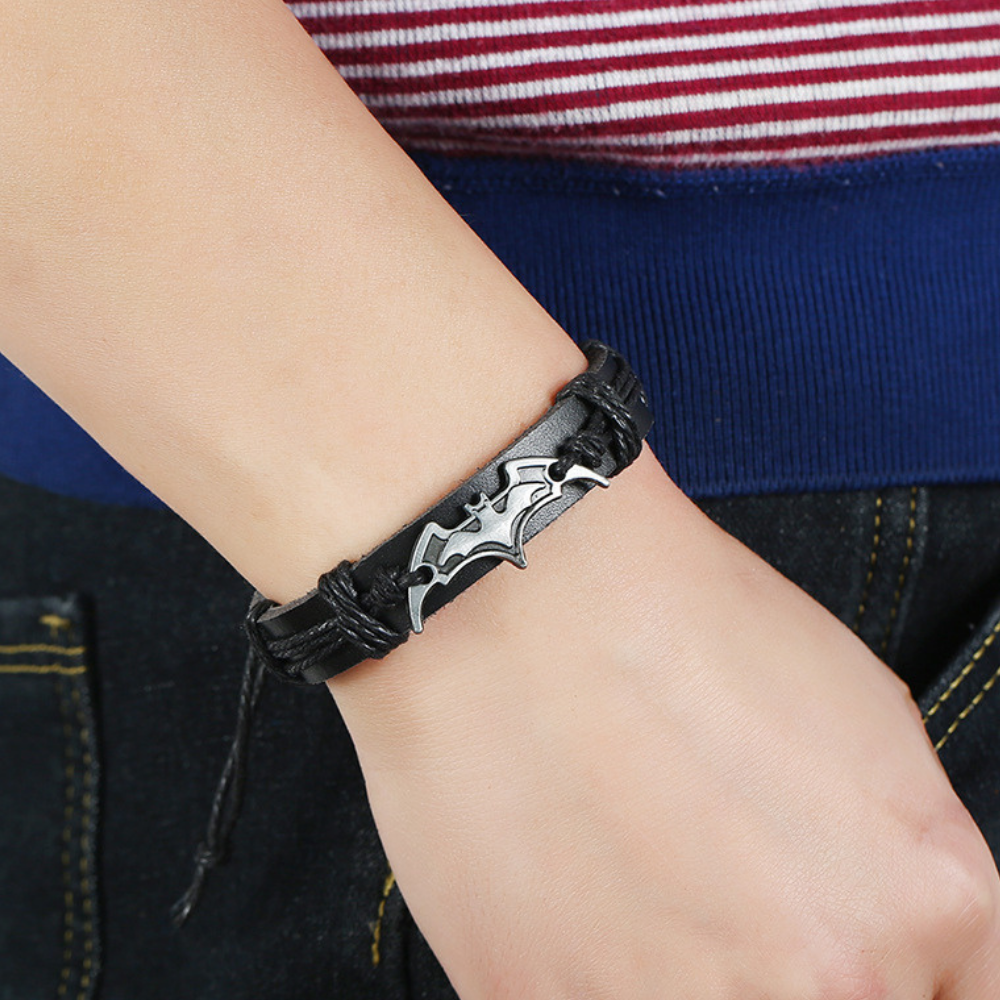 Dark Bat Leather Bracelet