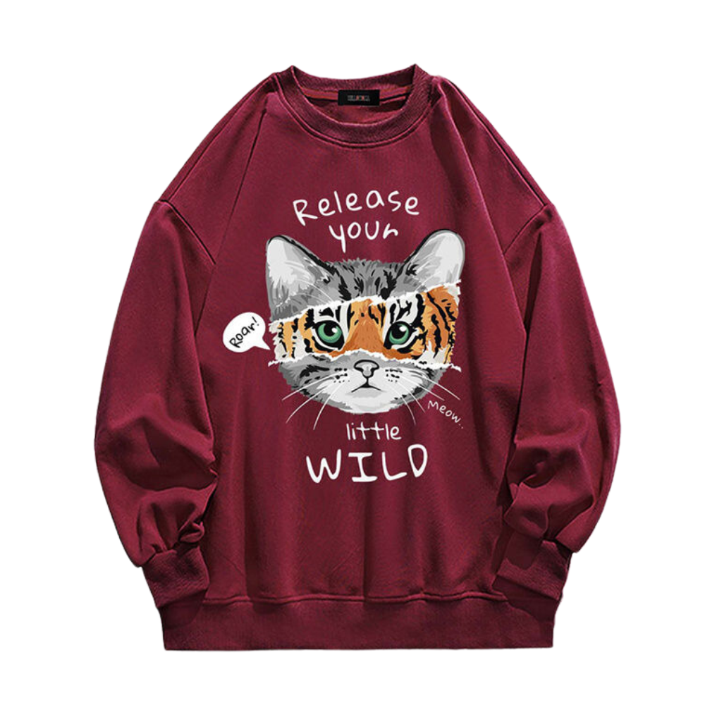 Street Unique Cat Print Sweatshirt