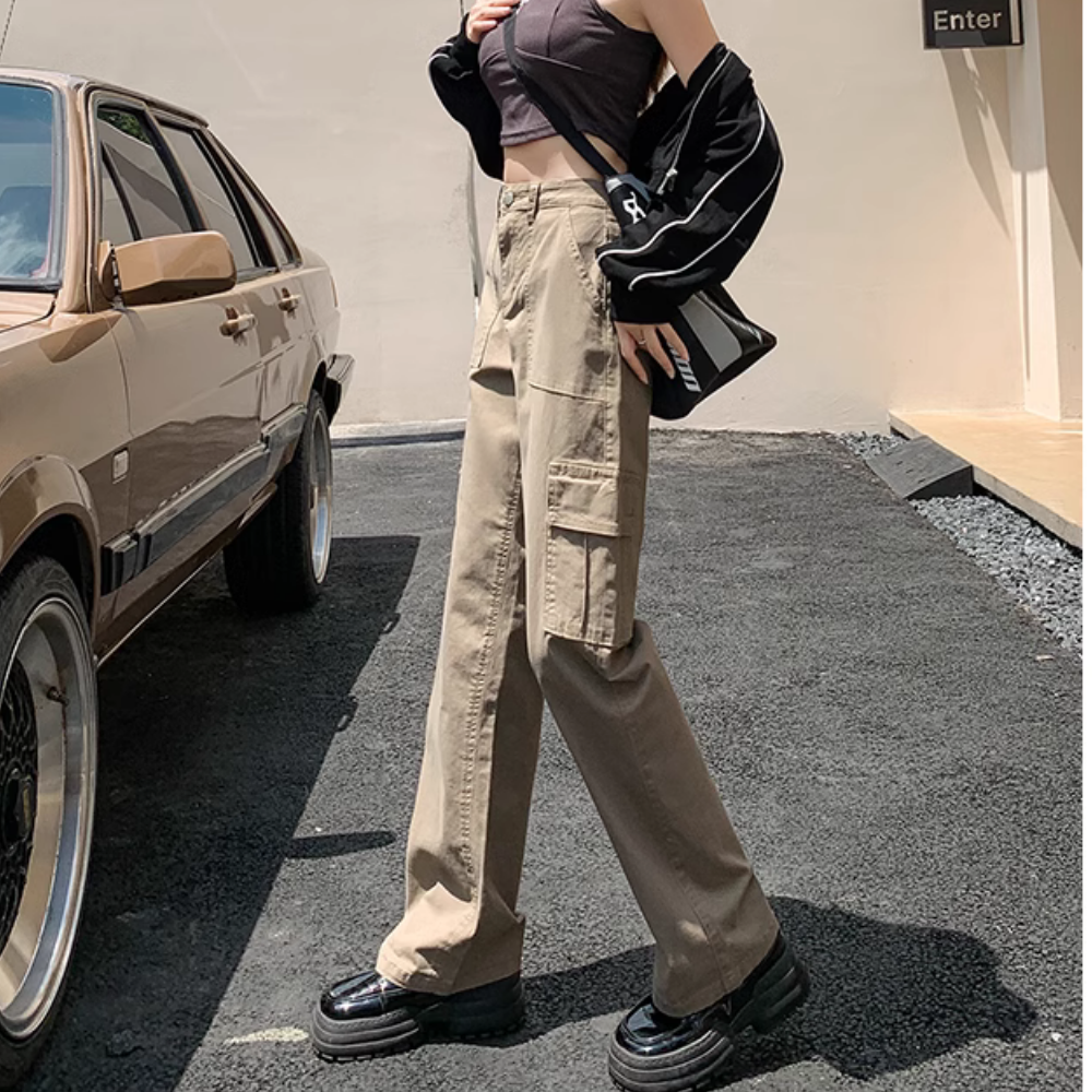 Women's Simple Straight Cargo Pants
