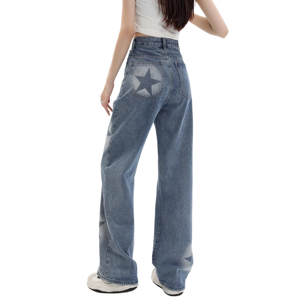 Women's Urban Star Design Washed Jeans