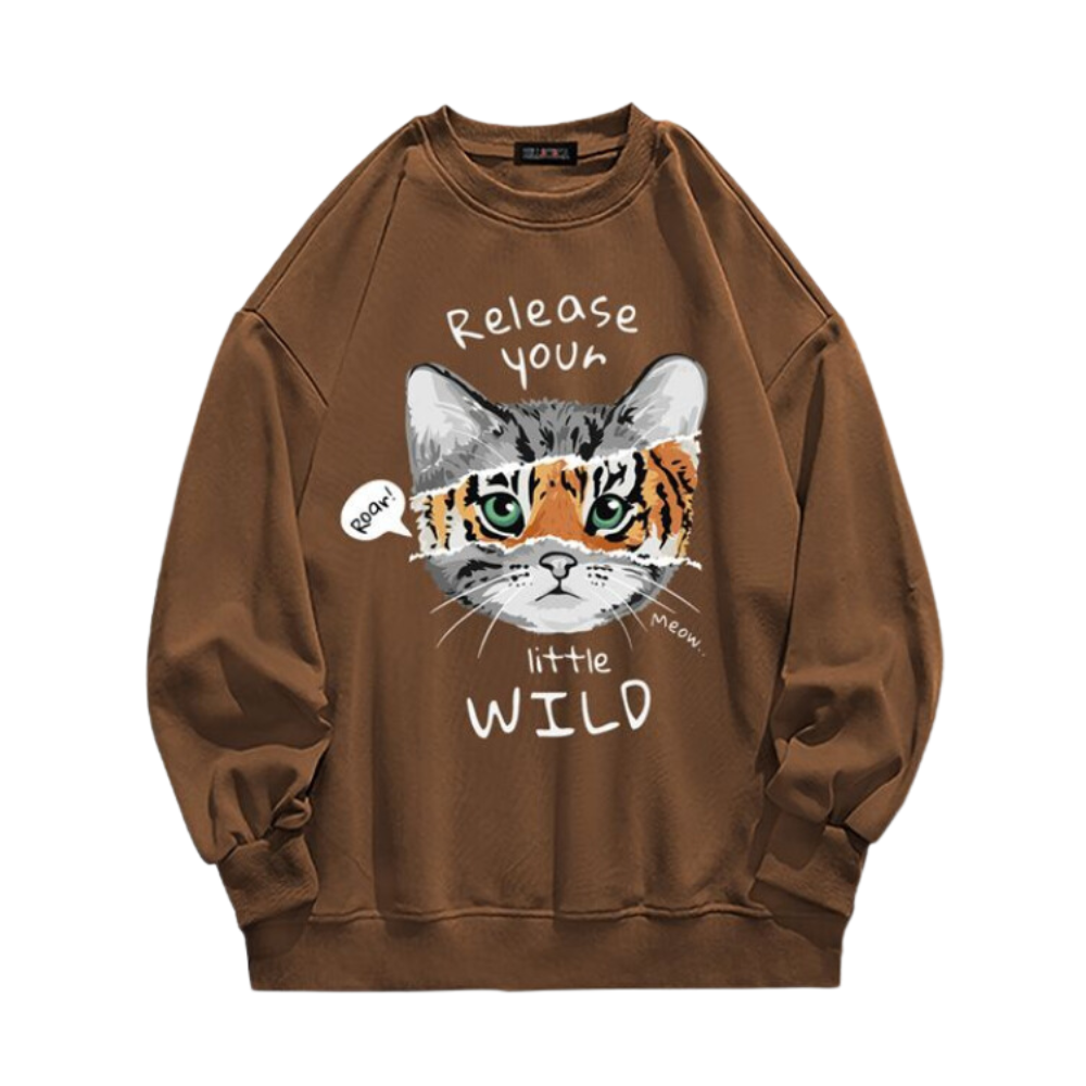 Street Unique Cat Print Sweatshirt