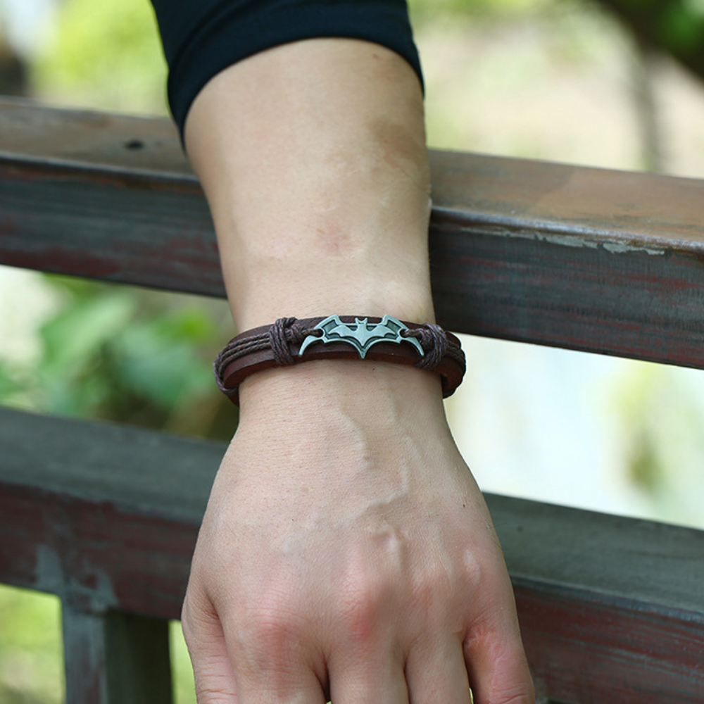 Dark Bat Leather Bracelet