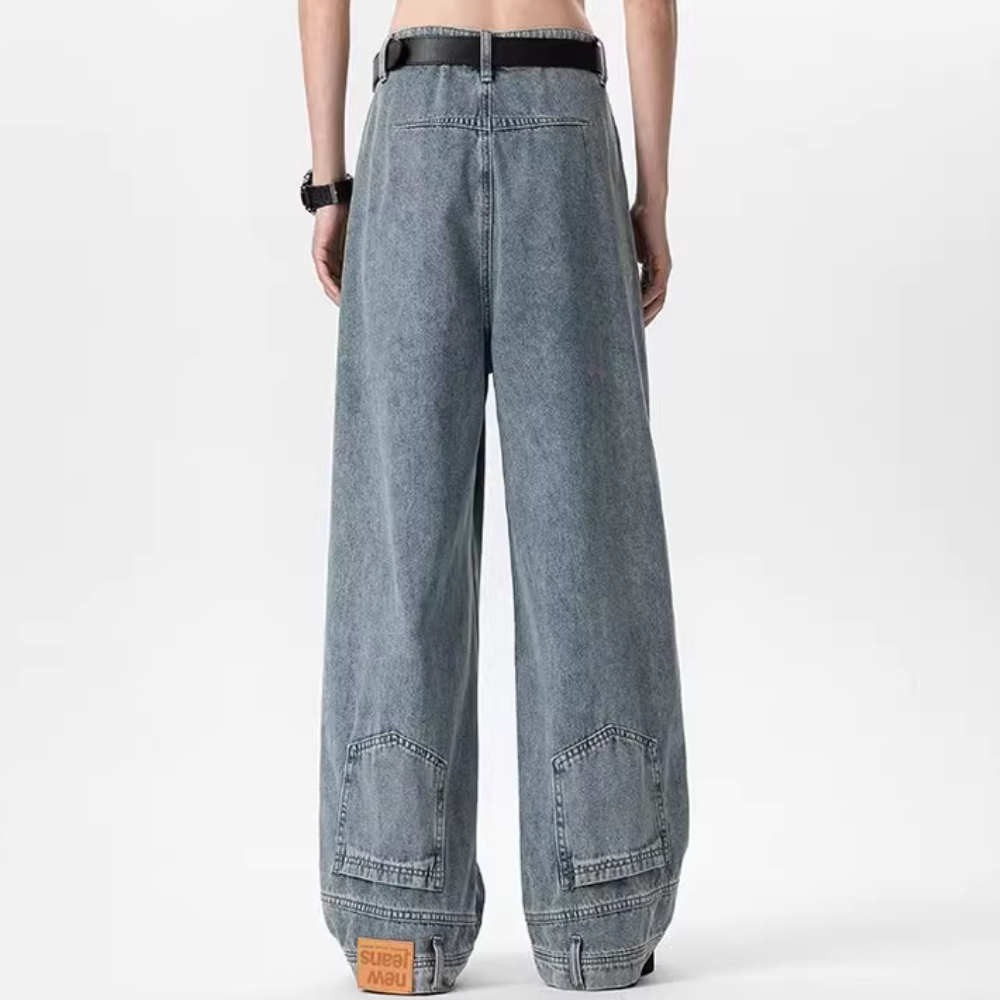 Vintage Washed Reverse-Wear Jeans