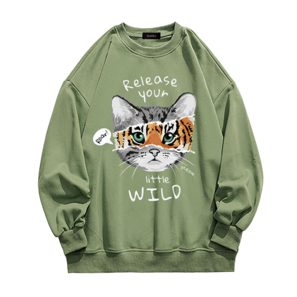 Street Unique Cat Print Sweatshirt