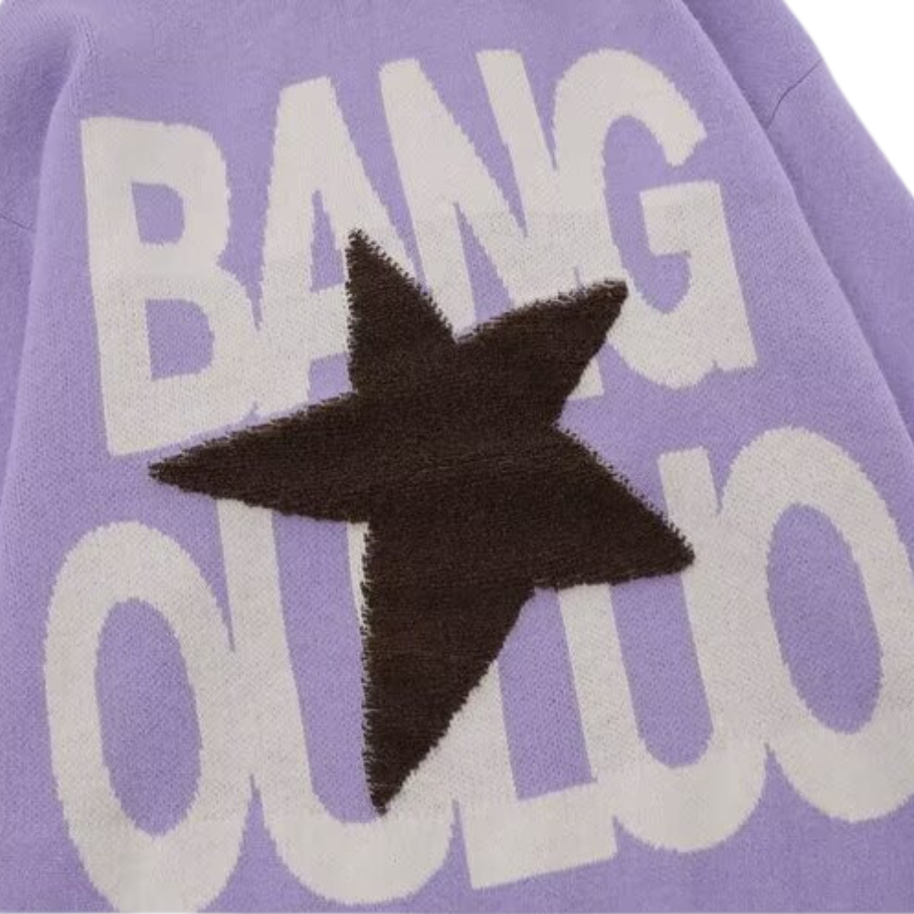 OOC' Star Embroidered Letter Loose Sweater