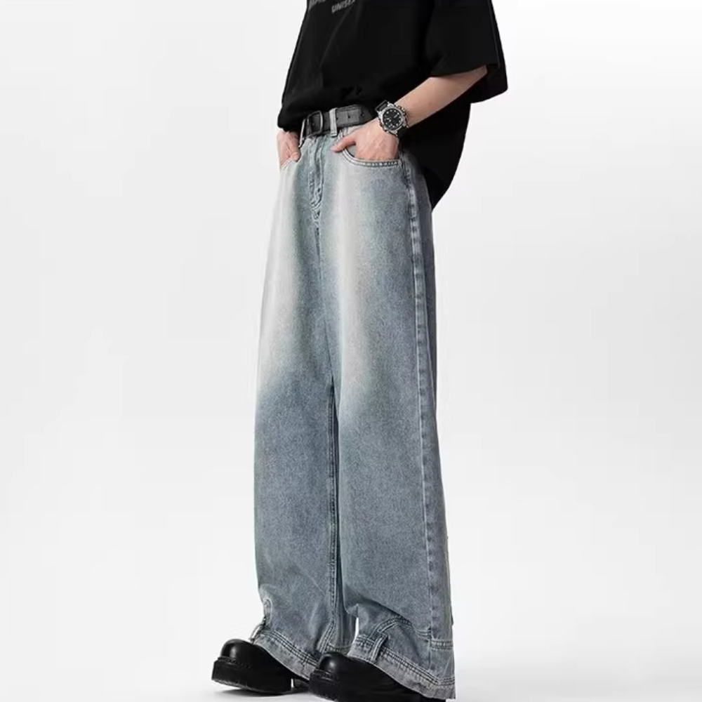 Vintage Washed Reverse-Wear Jeans