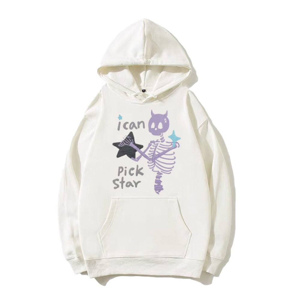 Dark Skull Star Print Hoodie