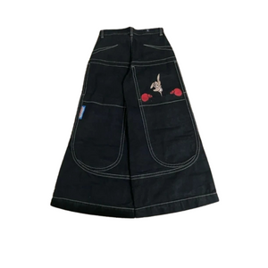 BAGGOUT Vintage y2k jeans Kangaroo men and women Harajuku casual embroidered straight