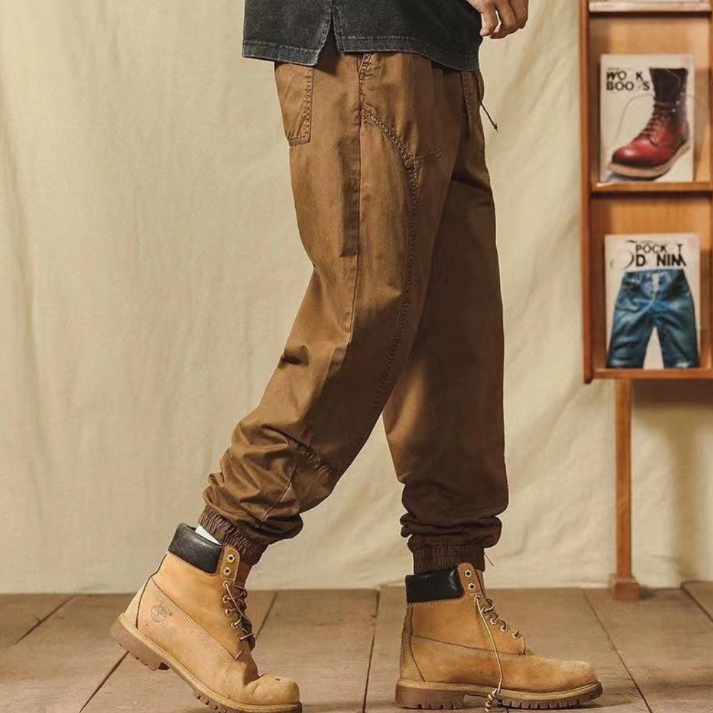 American Casual Retro Solid Color Ankle Cargo Pants