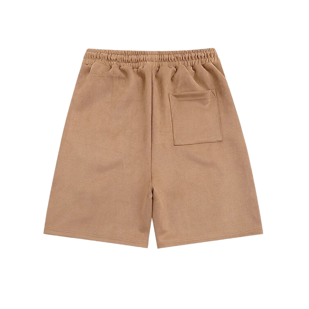 Retro Letter Embossed Suede Shorts