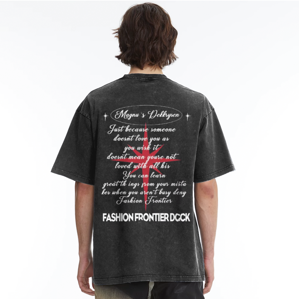 Classic Letter Print Acid Washed T-shirt