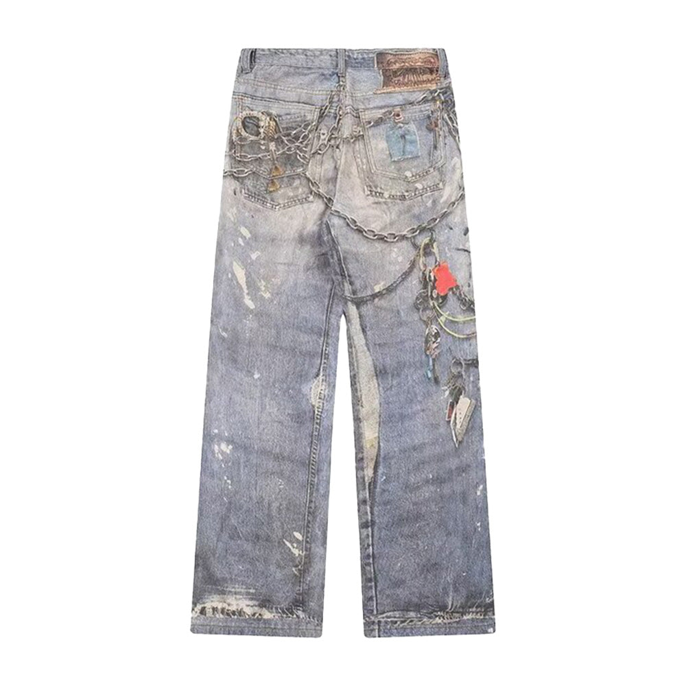 DF | Tie-Dye Chain Digital Print Jeans