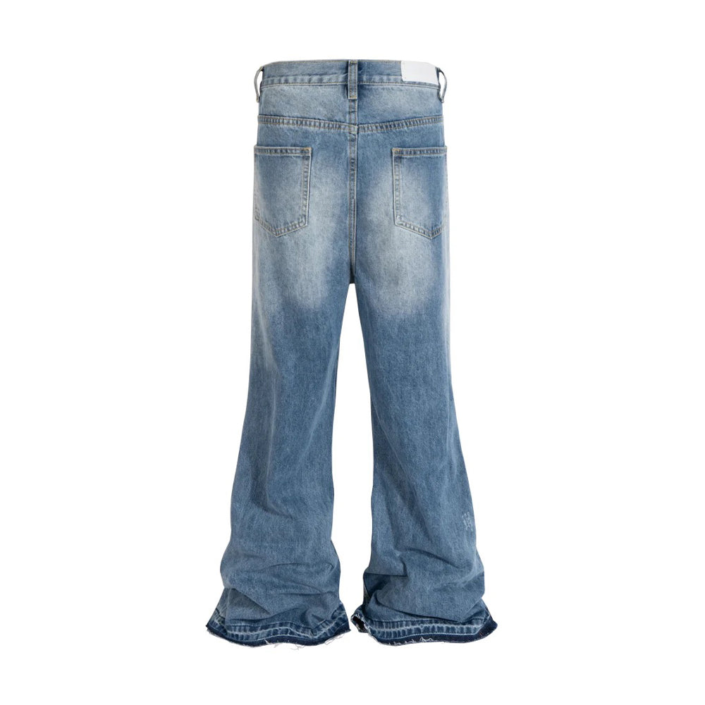 High Street Washed Knife Cut Hole Jeans