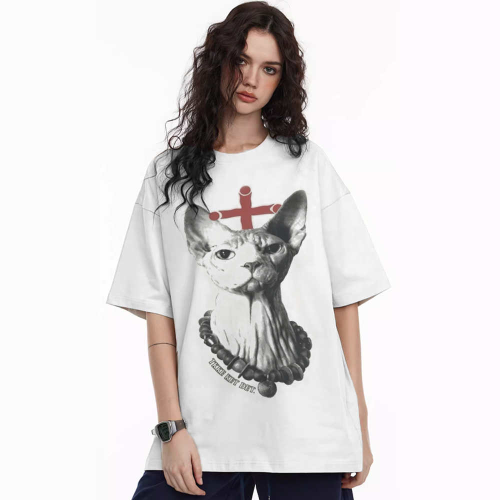 Sphinx Cat Print T-shirt