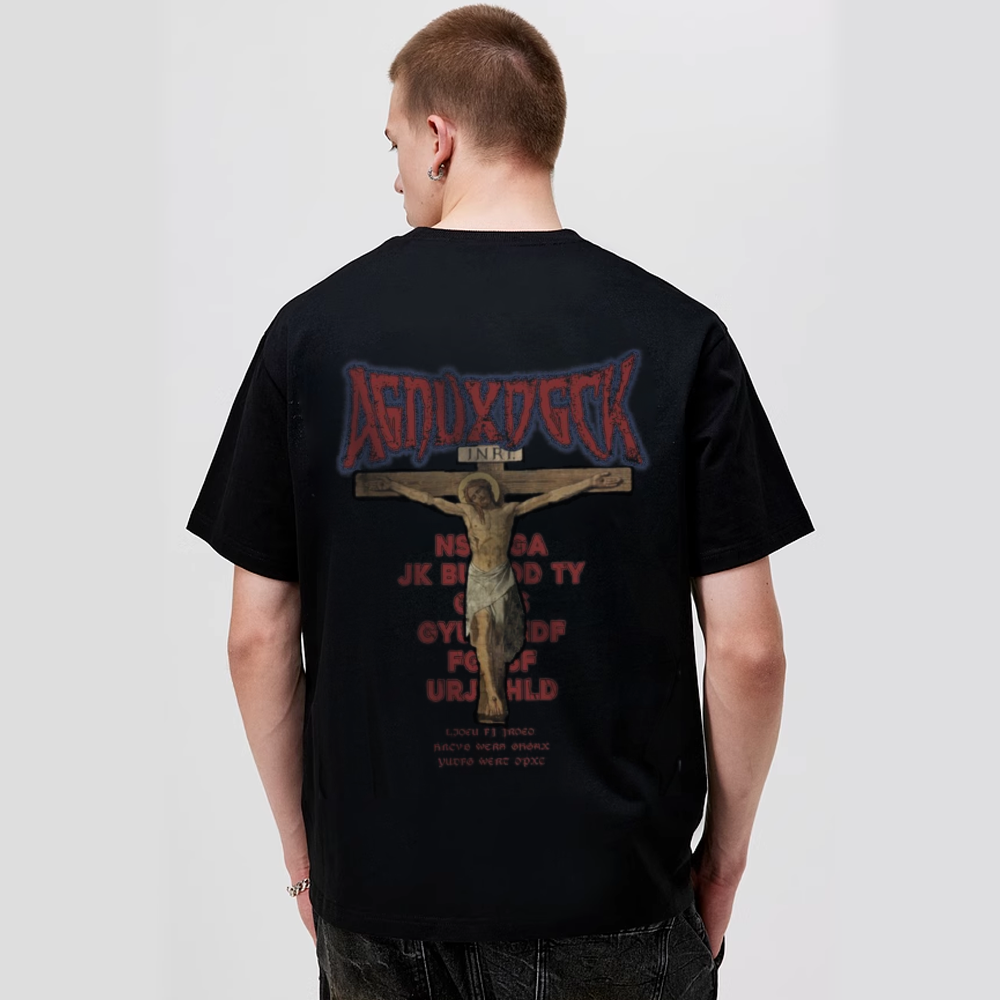 Vintage Bold Jesus Letter Graphic T-shirt