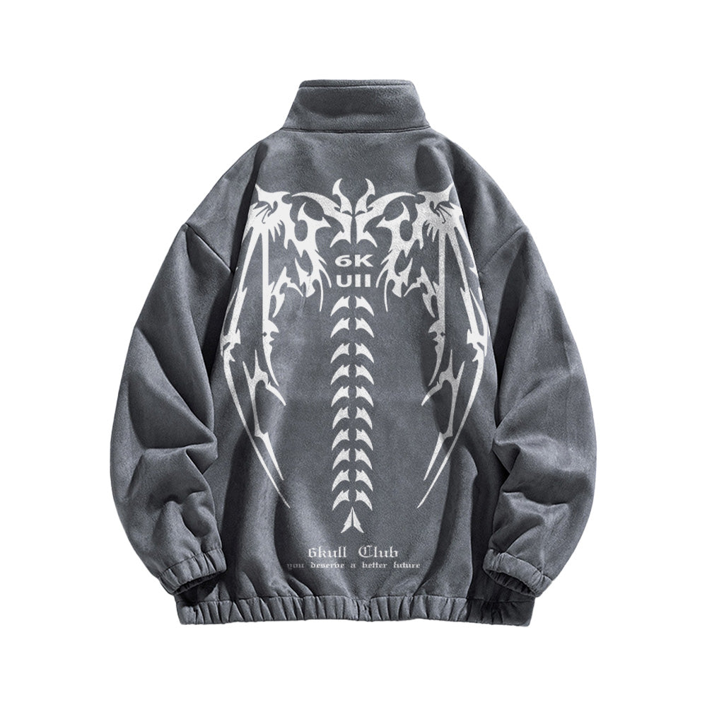 6Kull Street Bone Wing Zipper Sweatshirt
