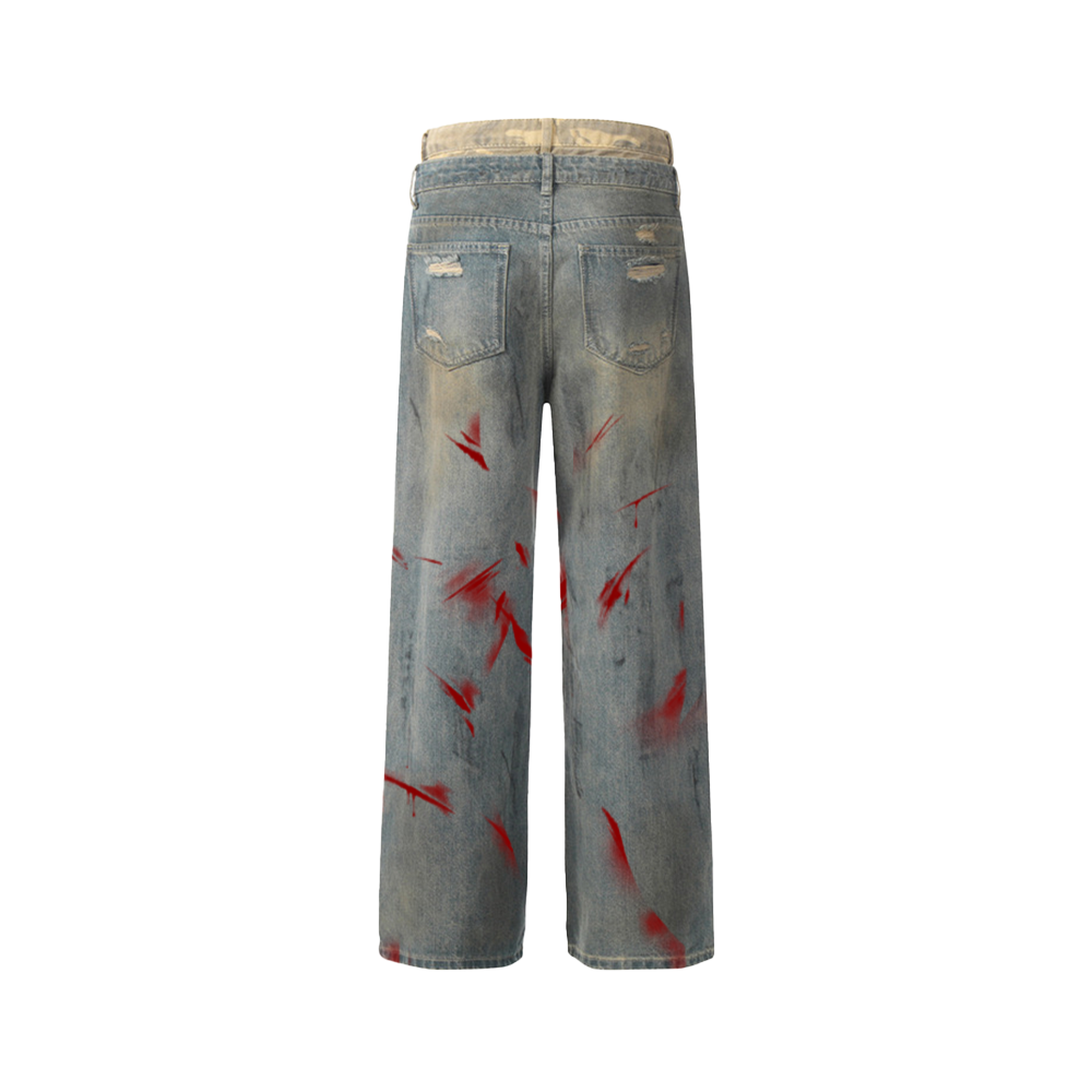 Art In War Distressed Bloodstained Jeans