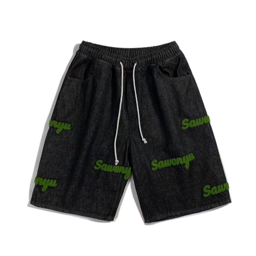 Simple Lettering Towel Embroidered Shorts