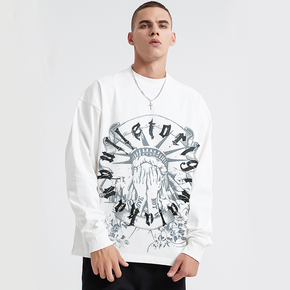 Statue Of Liberty Letters Circle Long-Sleeve Shirt