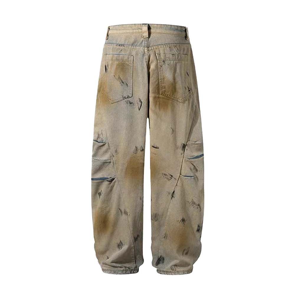 Art In War Wasteland Style Retro Old Jeans