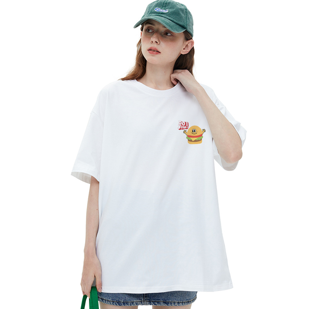 Casual Cartoon Burger Sign T-Shirt