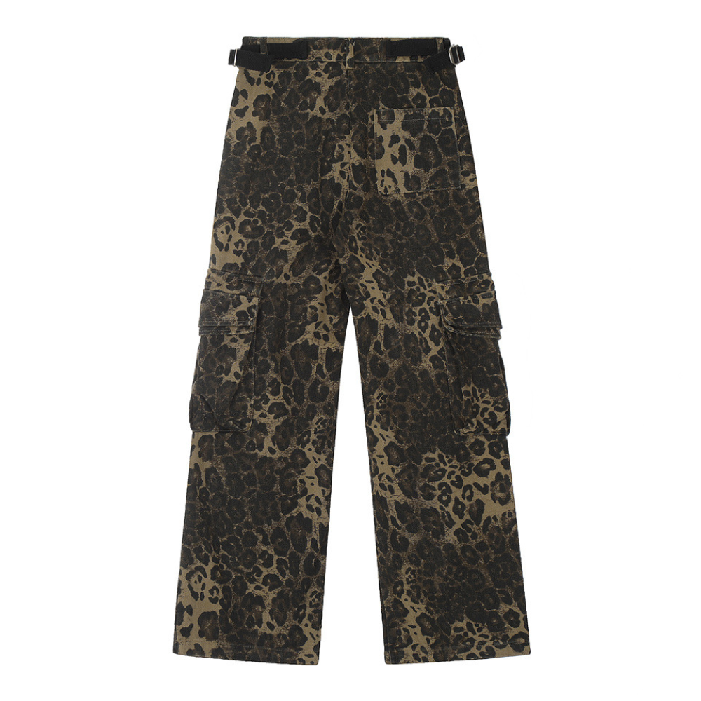 High Street Leopard Cargo Jeans