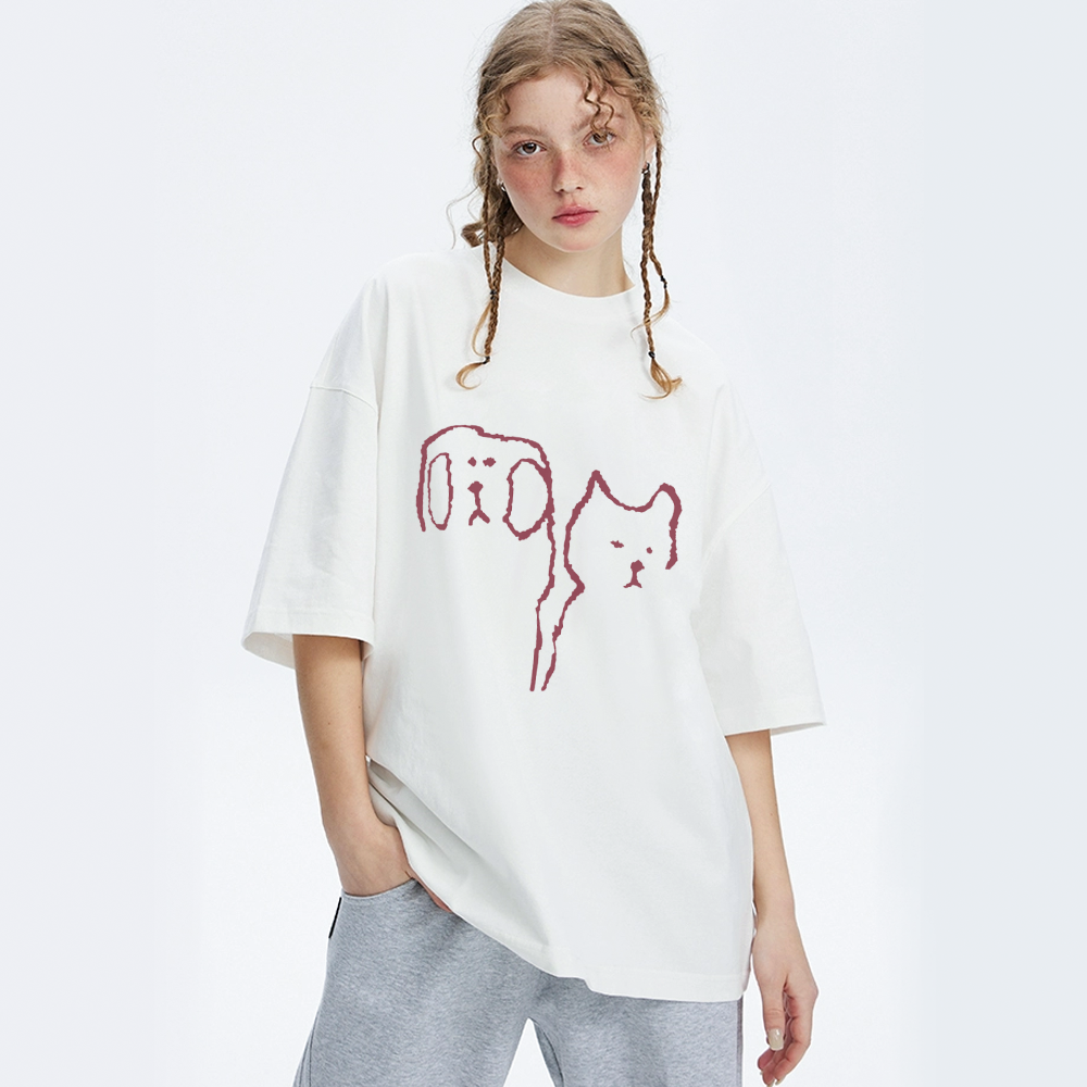 Cat and Dog Print T-Shirt