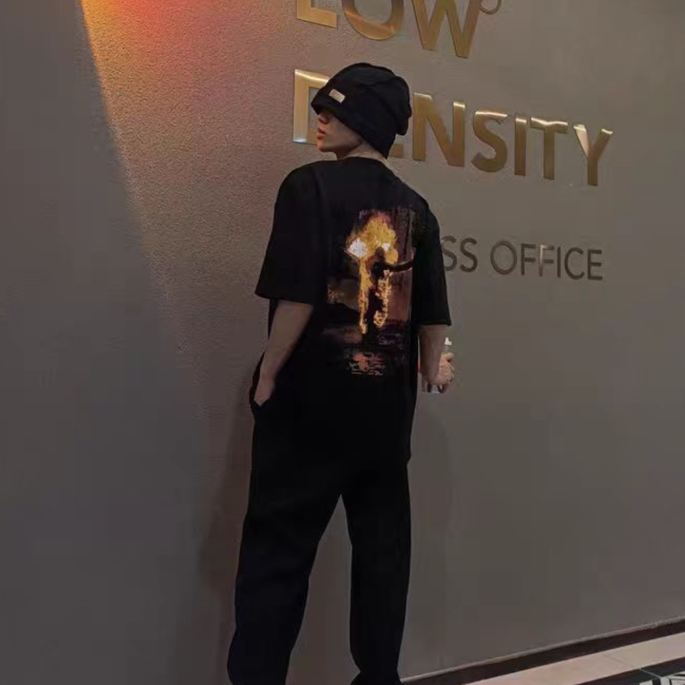 High Street Flaming Man Print T-shirt