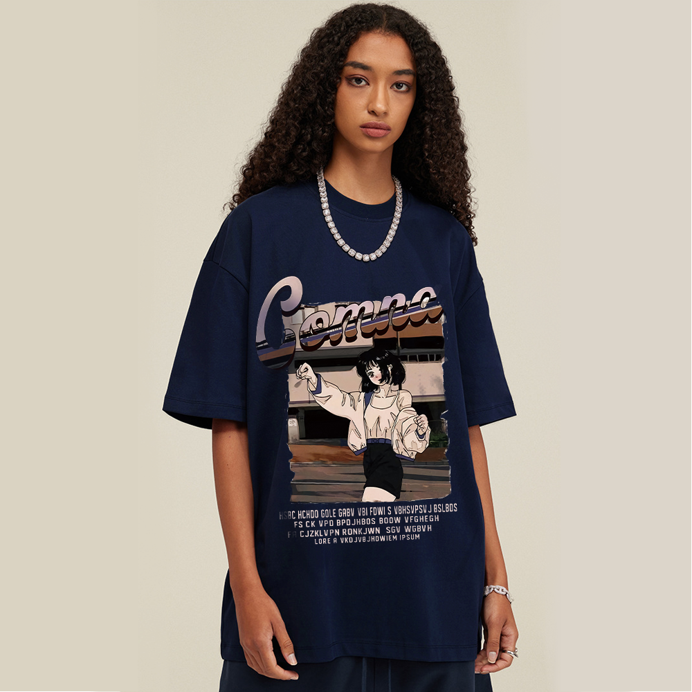 Gentle Japanese Girl Print T-shirt