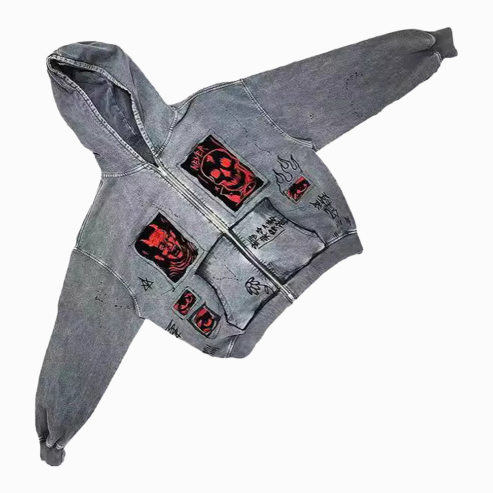 AokLok Vintage Wash Demon Hoodie