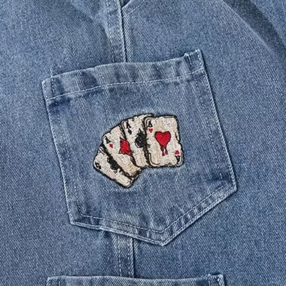 American Poker Letter Embroidered Shorts