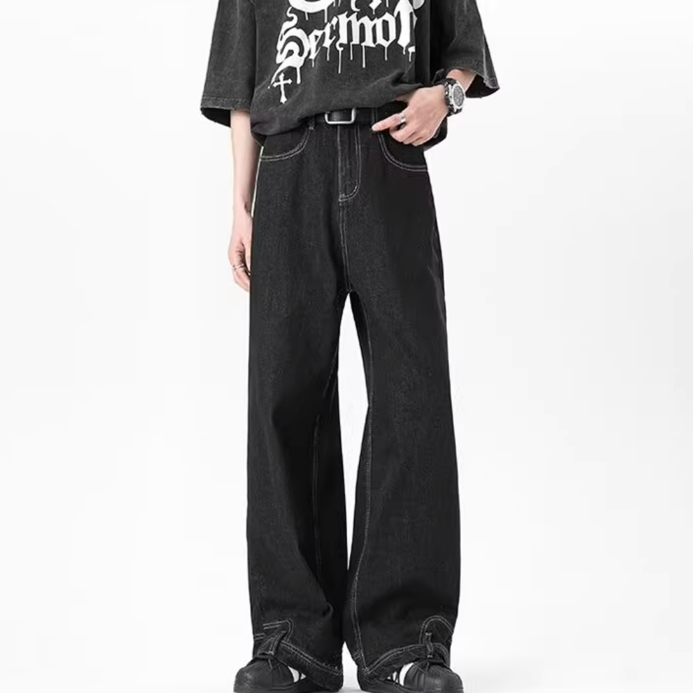 Vintage Washed Reverse-Wear Jeans