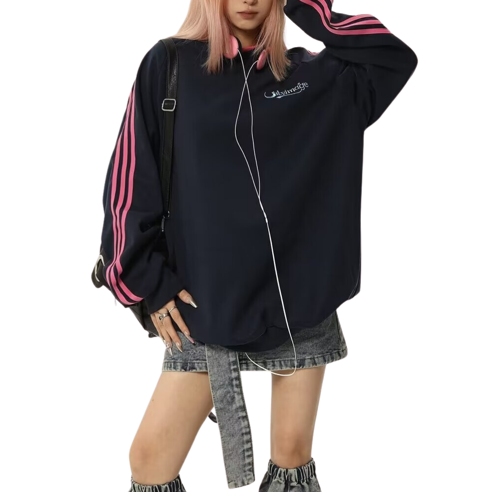 Women's High Street Striped Contrast Sweatshirt