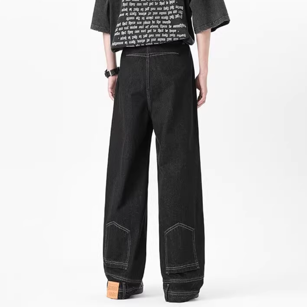 Vintage Washed Reverse-Wear Jeans