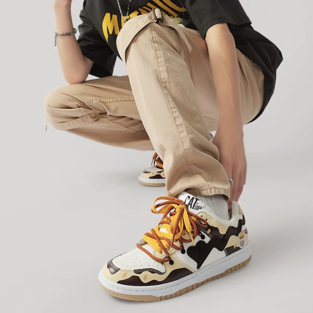 H-Block |Cute Bobo Milk Tea Heart Canvas Sneakers