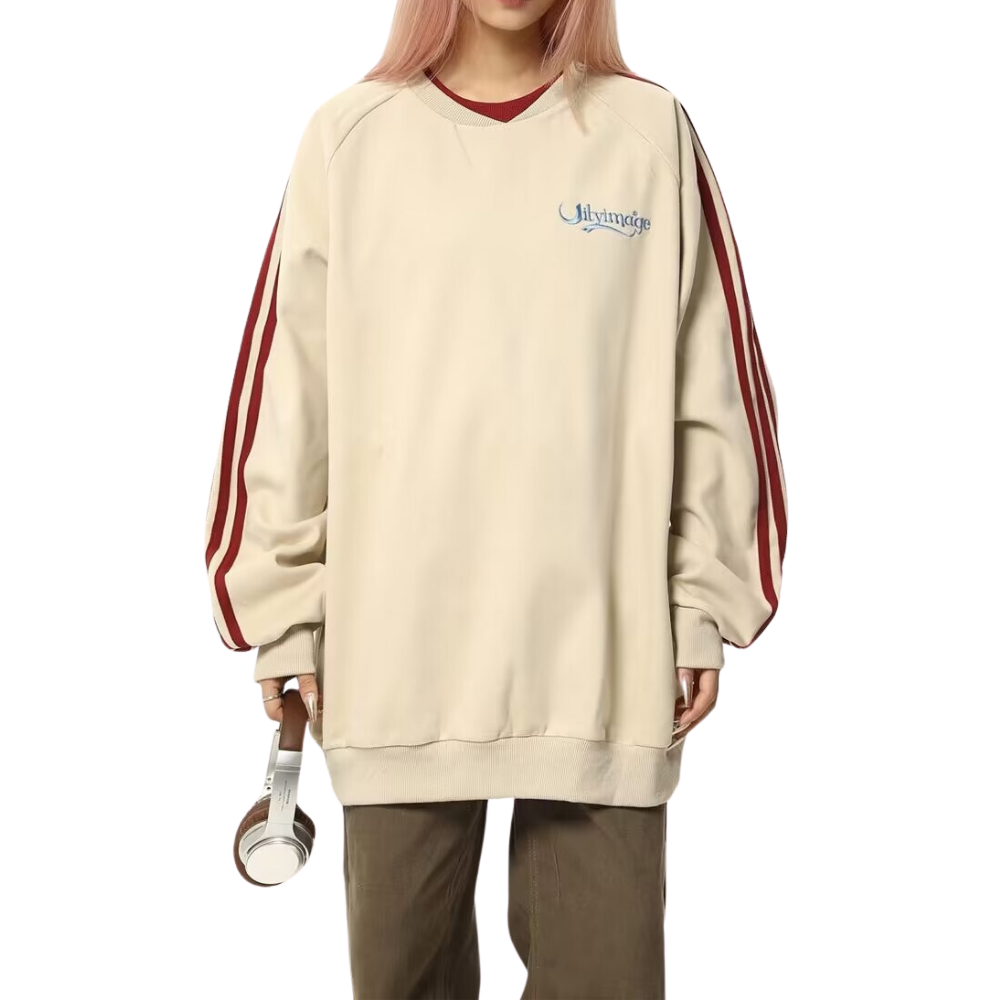 Women's High Street Striped Contrast Sweatshirt