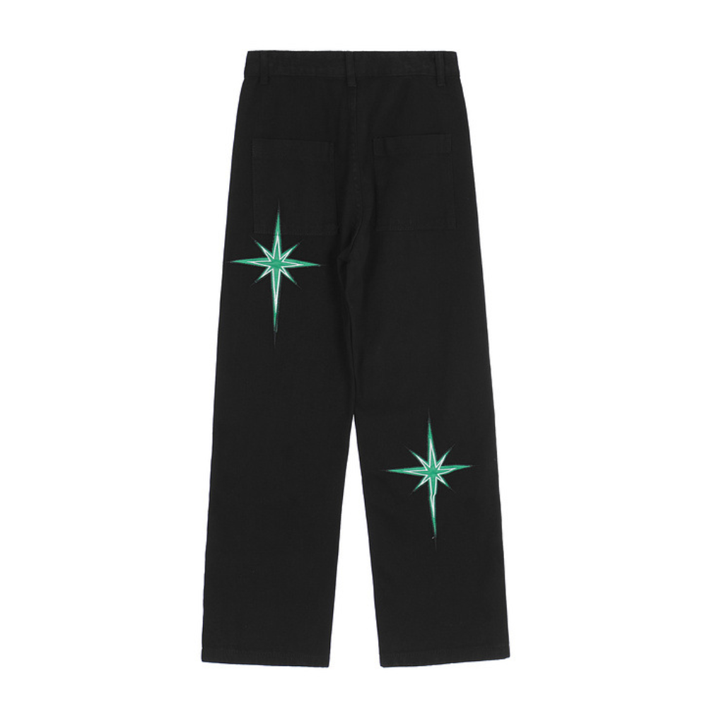 Hip Hop Star Graphic Straight Jeans