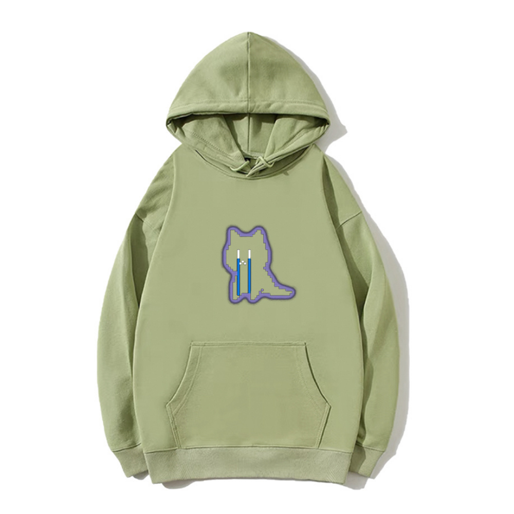 Japanese Sad Cat Print Hoodie