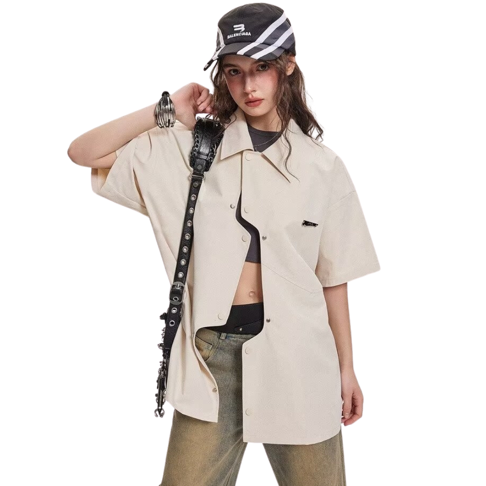Vintage Solid Irregular Cut Shirt