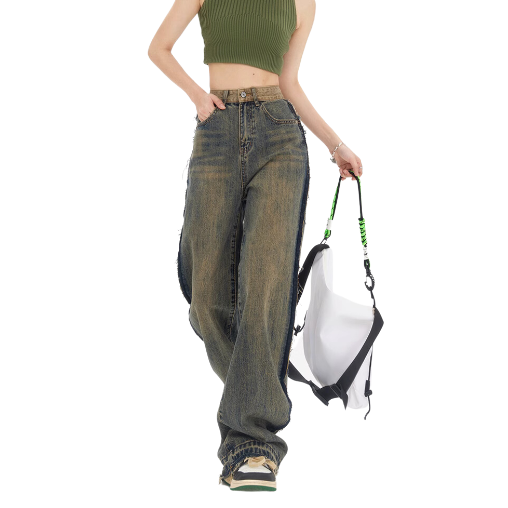 Women's Distressed Vintage Raw Edge Jeans