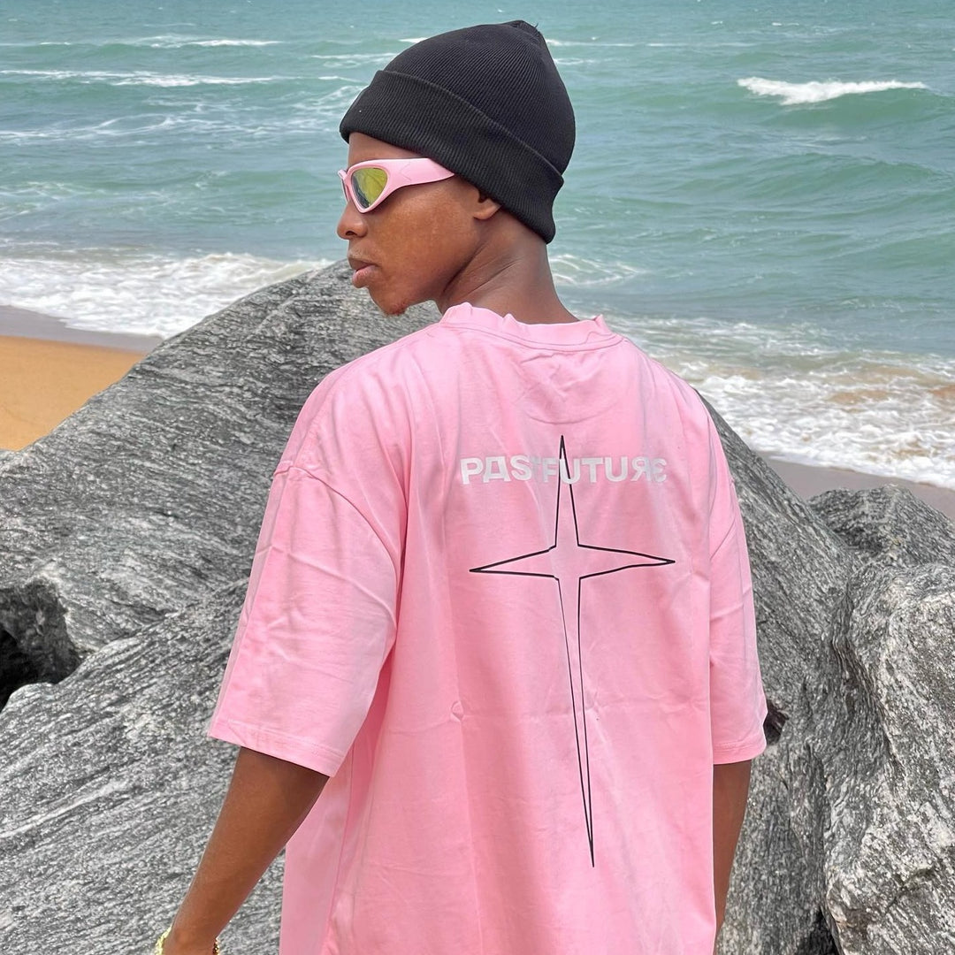 Past Future | Street Four-pointed Star Print T-shirt