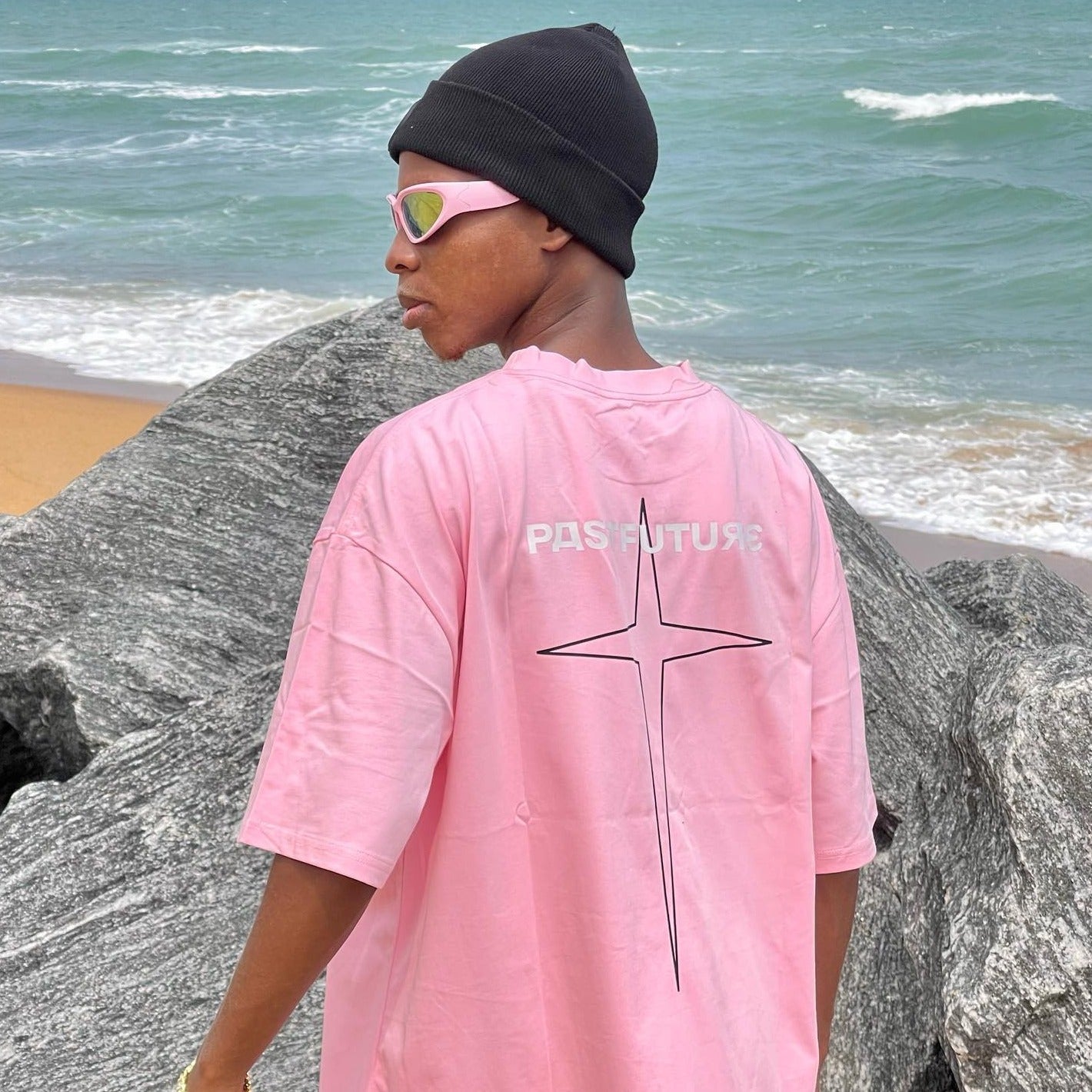 Past Future | Street Four-pointed Star Print T-shirt