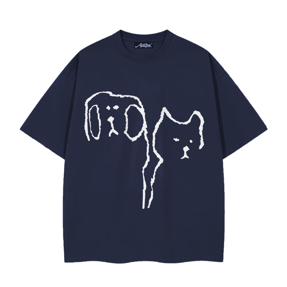 Cat and Dog Print T-Shirt