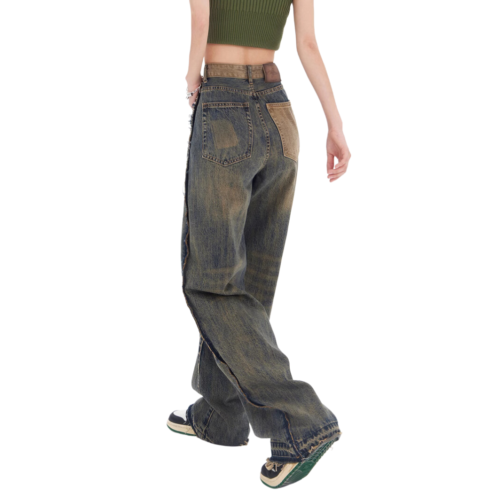 Women's Distressed Vintage Raw Edge Jeans